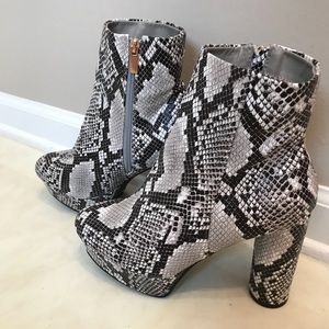 Snakeskin Platform Booties
